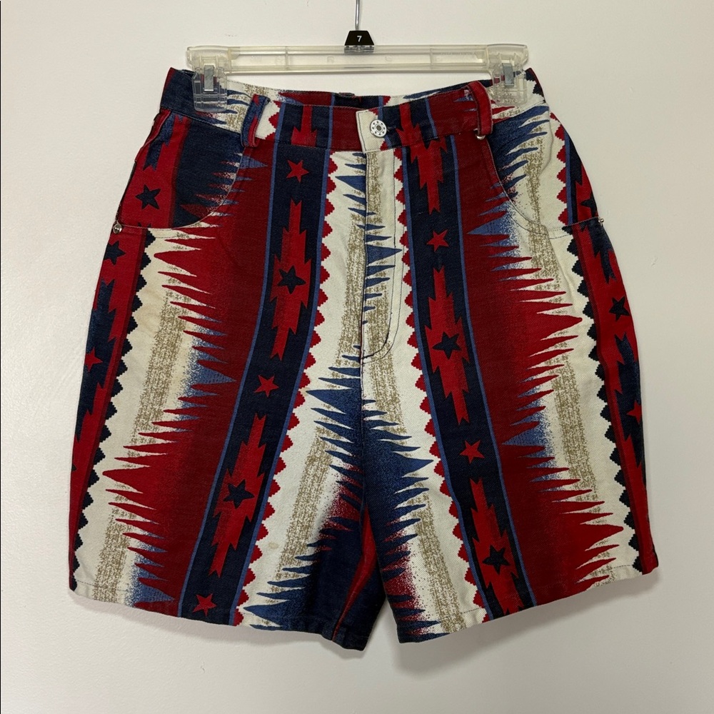 Vintage High Waisted Southwest Tribal Western Y2K Star Stripe Shorts size 7 - Picture 6 of 10